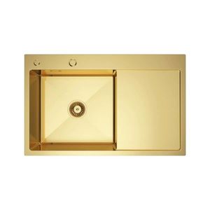 VELAZO VELAZO - Oceľový kuchynský drez 78 x 49, zlatý PVD s odkvapkávačom vpravo VELAZ7849LG vyobraziť