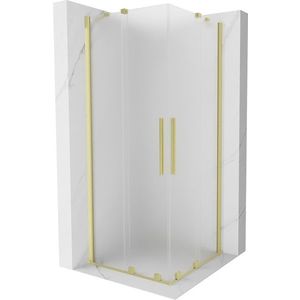 MEXEN/S - Velar Duo sprchovací kút, posuvné dvere 90 x 90, dekor, zlato kartáčovaná 871-090-090-32-55 vyobraziť