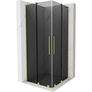 MEXEN/S - Velar L Duo sprchovací kút, posuvné dvere 90 x 90, grafit, zlato kartáčovaná 871-090-090-02-43-55 vyobraziť