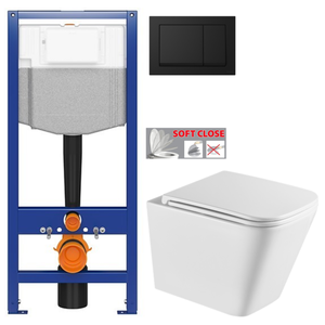 CERSANIT predstenový inštalačný systém s čiernym tlačidlom K97-0574 + WC INVENA FLORINA WITH SOFT se sedlem RIMLESS K97-526 0574 FL1 vyobraziť