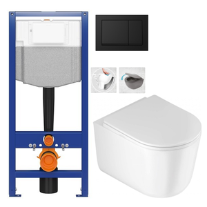 CERSANIT predstenový inštalačný systém s čiernym tlačidlom K97-0574 + WC DEANTE Jasmin so sedadlom RIMLESS K97-526 0574 JA1 vyobraziť