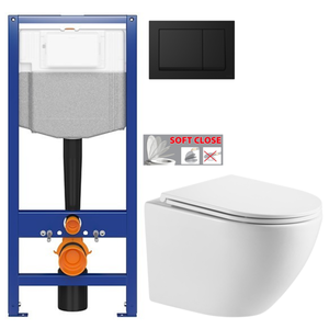 CERSANIT predstenový inštalačný systém s čiernym tlačidlom K97-0574 + WC INVENA LIMNOS WITH SOFT se sedlem RIMLESS K97-526 0574 LI1 vyobraziť