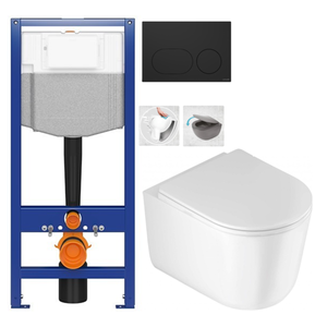 CERSANIT predstenový inštalačný systém s čiernym tlačidlom K97-0637 + WC DEANTE Jasmin so sedadlom RIMLESS K97-526 0637 JA1 vyobraziť
