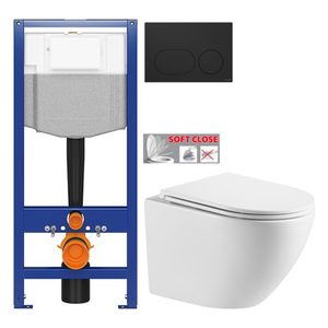 CERSANIT predstenový inštalačný systém s čiernym tlačidlom K97-0637 + WC INVENA LIMNOS WITH SOFT se sedlem RIMLESS K97-526 0637 LI1 vyobraziť