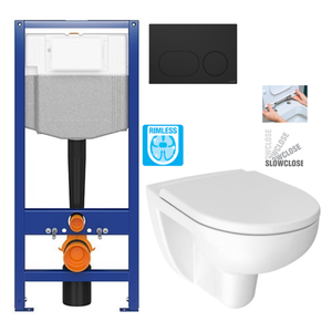 CERSANIT predstenový inštalačný systém s čiernym tlačidlom K97-0637 + WC JIKA LYRA PLUS RIMLESS + SEDADLO duraplastu SLOWCLOSE K97-526 0637 LY2 vyobraziť