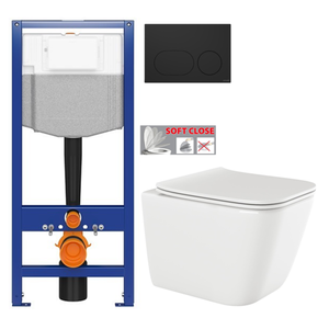 CERSANIT predstenový inštalačný systém s čiernym tlačidlom K97-0637 + WC INVENA PAROS + SEDADLO K97-526 0637 RO1 vyobraziť