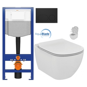 CERSANIT predstenový inštalačný systém s čiernym tlačidlom K97-0637 + WC Ideal Standard Tesi so sedadlom SoftClose, AquaBlade K97-526 0637 TE1 vyobraziť