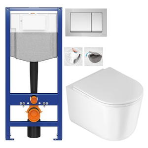 CERSANIT predstenový inštalačný systém s tlačidlom chrom K97-509 + WC DEANTE Jasmin so sedadlom RIMLESS K97-526 509 JA1 vyobraziť