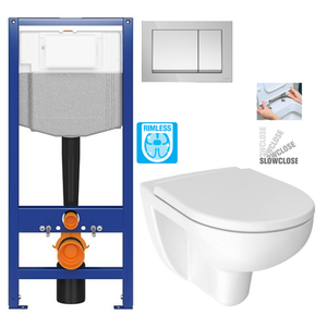 CERSANIT predstenový inštalačný systém s tlačidlom chrom K97-509 + WC JIKA LYRA PLUS RIMLESS + SEDADLO duraplastu SLOWCLOSE K97-526 509 LY2 vyobraziť