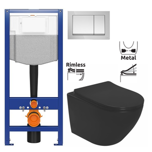 CERSANIT predstenový inštalačný systém s tlačidlom chrom K97-509 + WC REA CARLO MINI RIMLESS ČIERNY MAT + SEDADLO K97-526 509 MM1 vyobraziť