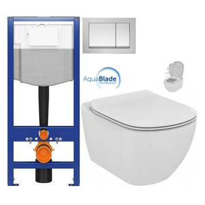 CERSANIT predstenový inštalačný systém s tlačidlom chrom K97-509 + WC Ideal Standard Tesi so sedadlom SoftClose, AquaBlade K97-526 509 TE1 vyobraziť