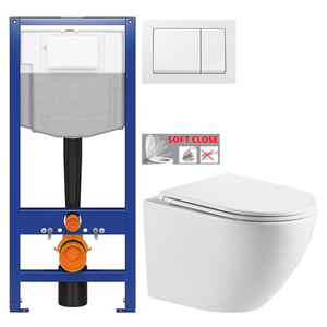 CERSANIT predstenový inštalačný systém s bielym tlačidlom K97-516 + WC INVENA LIMNOS WITH SOFT se sedlem RIMLESS K97-526 516 LI1 vyobraziť
