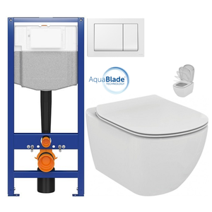 CERSANIT predstenový inštalačný systém s bielym tlačidlom K97-516 + WC Ideal Standard Tesi so sedadlom SoftClose, AquaBlade K97-526 516 TE1 vyobraziť