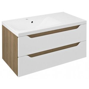 SAPHO - WAVE umývadlová skrinka 89, 7x45x47, 8cm, ľavá, biela/dub cuneo WA092-3025 vyobraziť