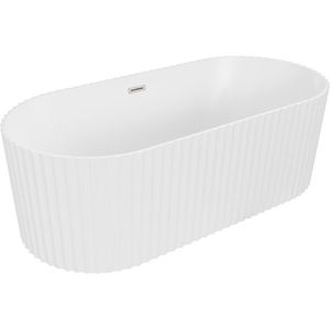 MEXEN/S - Paola voľne stojaca vaňa reliéf 170 x 80, biela mat, sifón a prepad nikel kartáčovaný 52721708001-97 vyobraziť