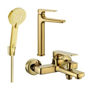 MEXEN/S - Lynx R40 Set umývadlovej a vaňovej batérie s príslušenstvom, zlato 745913R40-50 vyobraziť