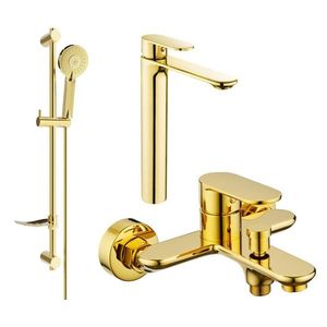 MEXEN/S - Milo DF40 Set umývadlovej a vaňovej batérie s príslušenstvom, zlato 71313DF40-50 vyobraziť