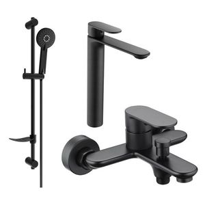 MEXEN/S - Milo DF40 SET umývadlová batéria + vaňová s príslušenstvom, čierna 71313DF40-70 vyobraziť