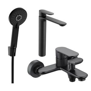 MEXEN/S - Milo R40 SET umývadlová batéria + vaňová s príslušenstvom, čierna 71313R40-70 vyobraziť