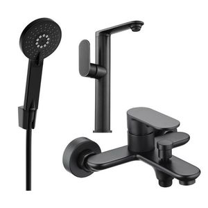 MEXEN/S - Milo R40 SET umývadlová batéria + vaňová s príslušenstvom, čierna 713153R40-70 vyobraziť