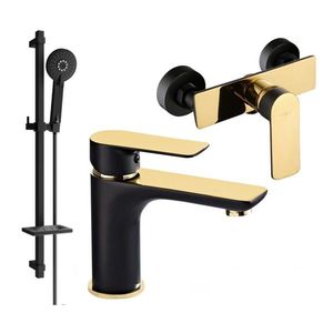 MEXEN/S - Alfa DQ40 Set umývadlovej a sprchovej batérie s príslušenstvom, čierno/zlatá 745704DQ40-75 vyobraziť