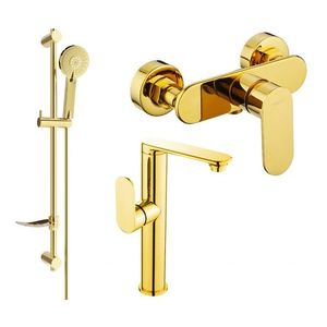 MEXEN/S - Milo DF40 Set umývadlová a sprchová batéria s príslušenstvom, zlato 713154DF40-50 vyobraziť