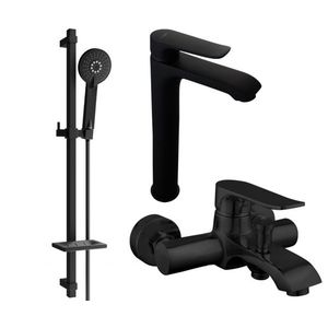 MEXEN/S - Pecos DQ40 Set umývadlovej a vaňovej batérie s príslušenstvom, čierna 72713DQ40-70 vyobraziť