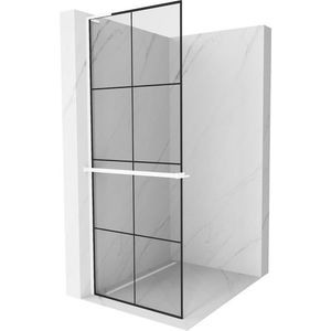 MEXEN/S - Kioto+ L Sprchová zástena WALK-IN s poličkou a držiakom uterákov 90 x 200, čierny vzor, biela 800-090-123-20-77 vyobraziť