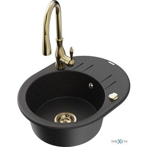 MEXEN/S MEXEN/S - Kevin granitový drez 1 s odkvapkávačom vrátane batérie Savita, čierna/strieborná metalík 6517-73-672601-50 vyobraziť