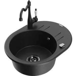 MEXEN/S MEXEN/S - Kevin granitový drez 1-miska s odkvapkávačom vrátane batérie Carla, čierna/strieborná metalík 6517-73-670700-70-B vyobraziť