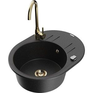 MEXEN/S MEXEN/S - Kevin granitový drez s odkvapkávačom vrátane batérie Telma, čierna/strieborná metalík 6517-73-670200-50 vyobraziť