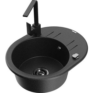 MEXEN/S MEXEN/S - Kevin granitový drez s odkvapkávačom vrátane batérie Rita, čierna/strieborná metalík 6517-73-670300-70-B vyobraziť