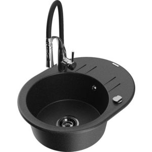 MEXEN/S MEXEN/S - Kevin granitový drez s odkvapkávačom vrátane batérie Aster, čierna/strieborná metalík 6517-73-73450-07-B vyobraziť