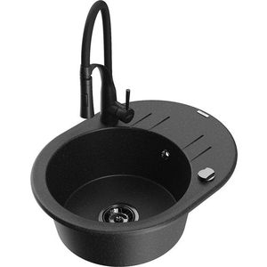 MEXEN/S MEXEN/S - Kevin granitový drez s odkvapkávačom vrátane batérie Aster, čierna/strieborná metalík 6517-73-73450-70-B vyobraziť