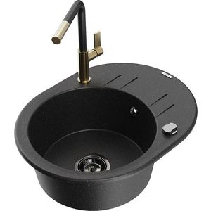 MEXEN/S MEXEN/S - Kevin granitový drez 1-miska s odkvapkávačom vrátane batérie Flora, čierna/srebrny metalik 6517-73-670401-57-B vyobraziť