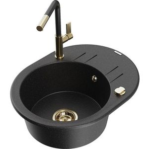 MEXEN/S MEXEN/S - Kevin granitový drez 1-miska s odkvapkávačom vrátane batérie Flora, čierna/srebrny metalik 6517-73-670401-57-G vyobraziť