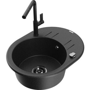 MEXEN/S MEXEN/S - Kevin granitový drez 1-miska s odkvapkávačom vrátane batérie Flora, čierna/srebrny metalik 6517-73-670401-70-B vyobraziť