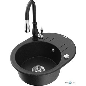 MEXEN/S MEXEN/S - Kevin granitový drez 1 s odkvapkávačom vrátane batérie Savita, čierna/strieborná metalík 6517-73-672601-70 vyobraziť