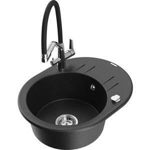 MEXEN/S MEXEN/S - Kevin granitový drez 1-miska vrátane batérie Duo, čierna/strieborná metalík 6517-73-671701-07 vyobraziť