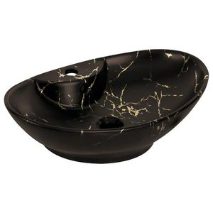 KERRA - Umývadlo na dosku KR-139 MARBLE BL/G (čiernozlaté) 5907548118424 vyobraziť