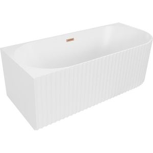 MEXEN/S - Gia voľne stojaca rohová vaňa reliéf ľavá 150 x 75, biela mat, sifón a prepad meď kartáčovaná 52701507501L-65 vyobraziť