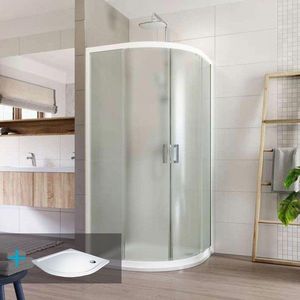 Mereo Sprchovací set: LIMA, štvrtkruh, 90 cm, biely ALU, sklo Point, vanička z liatého mramoru CK608B02KM vyobraziť