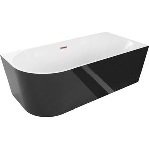 MEXEN/S - Mia voľne stojaca rohová vaňa pravá 140 x 75, biela/čierna, sifón a prepad ružové zlato 52691407575P-60 vyobraziť