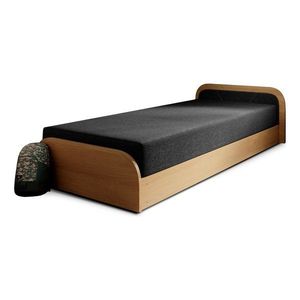 Okrovožltá/tmavosivá čalúnená/z drevotriesky jednolôžková posteľ s úložným priestorom s matracom 80x190 cm Parys – ELTAP vyobraziť