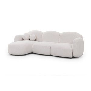 Krémovobiela rohová pohovka z textílie buklé (ľavý roh/s leňoškou) Orbit – Ropez vyobraziť