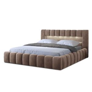 Svetlohnedá čalúnená dvojlôžková posteľ s úložným priestorom s roštom 140x200 cm Lamica – ELTAP vyobraziť