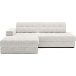 Krémovobiela rozkladacia rohová pohovka z textílie buklé (ľavý roh/s leňoškou) Blezalt – ELTAP vyobraziť