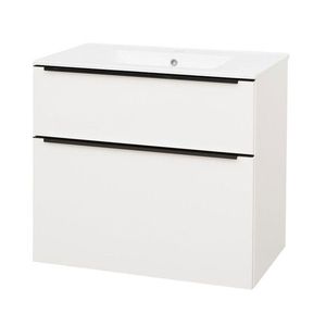 Mereo Mailo, kúpeľňová skrinka s keramickým umývadlom 81 cm, biela mat, čierne madlo CN541B vyobraziť