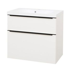 Mereo Mailo, kúpeľňová skrinka s umývadlom z liateho mramoru 81 cm, biela, mat, čierne madlo CN541MB vyobraziť