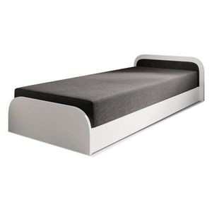 Biela/tmavosivá čalúnená/z drevotriesky jednolôžková posteľ s úložným priestorom s matracom 80x190 cm Parys – ELTAP vyobraziť